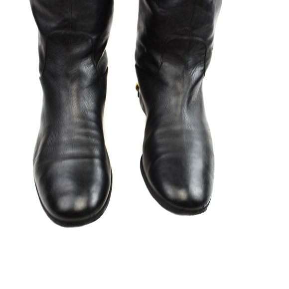 GUCCI: Black Leather & Gold Studded, Moto Boots - Picture 3 of 10